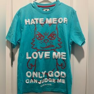 EUC Maison Noir Hate Me Or Love Me Shirt Size Med Turquoise Color, Unisex